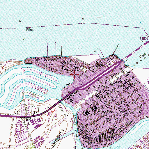 Topographic Map of Port Isabel Public Library, TX