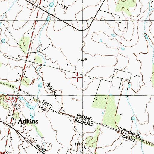 Topographic Map of Oakalla Public Library, TX