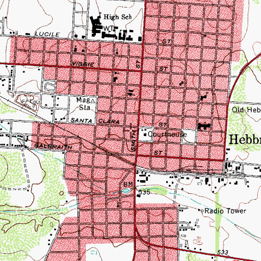 Topographic Map of Jim Hogg County Public Library, TX