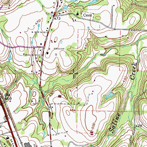 Topographic Map of Carnegie Regional Library, TX