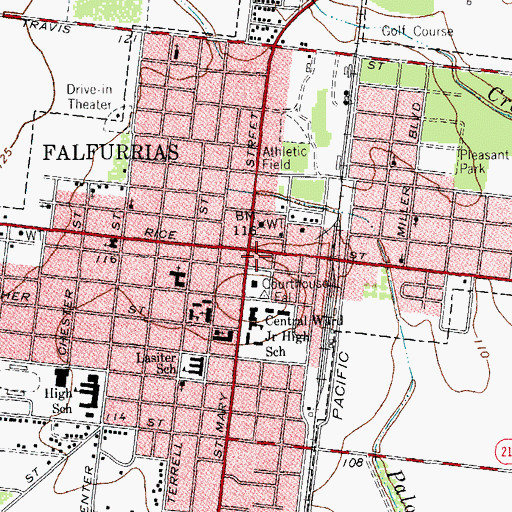 Topographic Map of Ed Rachal Memorial Library, TX