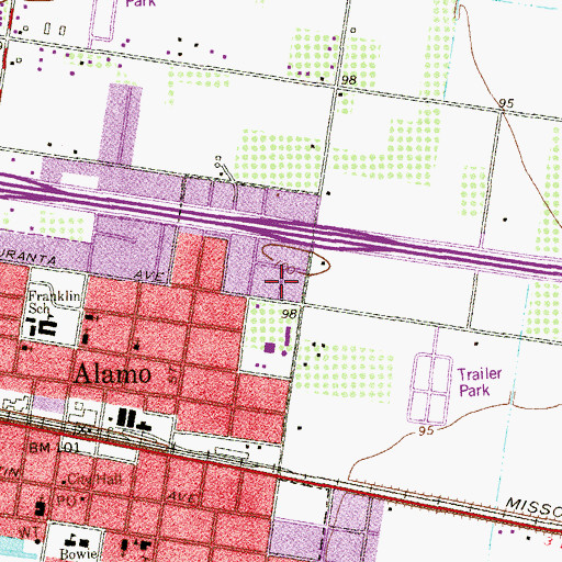 Topographic Map of Alamo Arcaute Public Library, TX