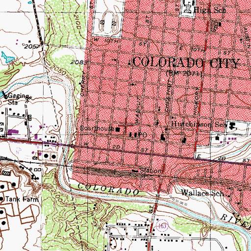 Topographic Map of Mitchell County Public Library, TX
