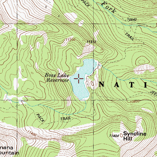 Topographic Map of Boss Lake Reservoir, CO
