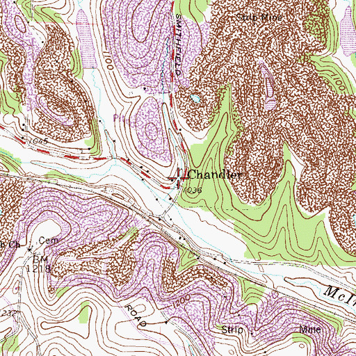 Topographic Map of Chandler Post Office (historical), OH
