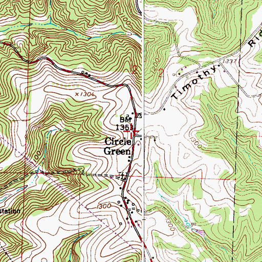 Topographic Map of Circle Green Post Office (historical), OH