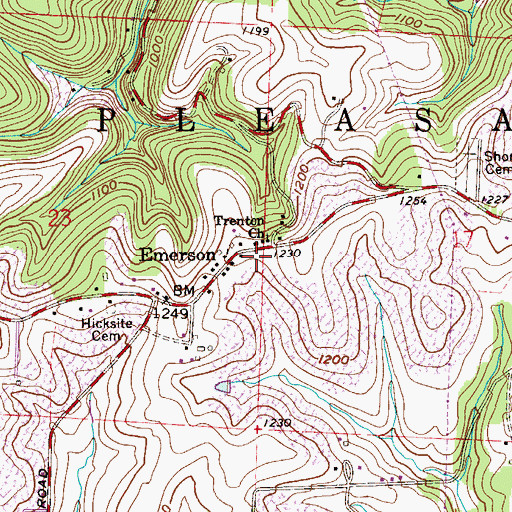 Topographic Map of Emerson Post Office (historical), OH