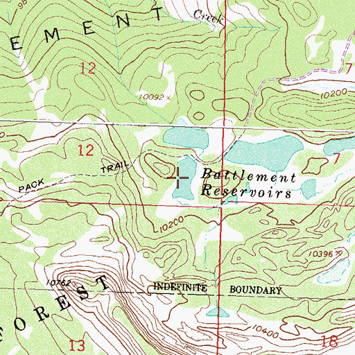 Topographic Map of Battlement Number 2 Reservoir, CO