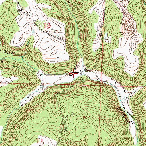 Topographic Map of Island Creek Post Office (historical), OH
