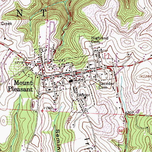 Topographic Map of Mount Pleasant Post Office, OH