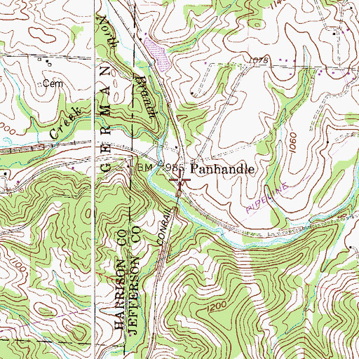Topographic Map of Panhandle Post Office (historical), OH