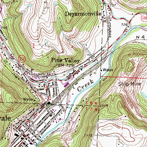 Topographic Map of Pine Valley Post Office (historical), OH