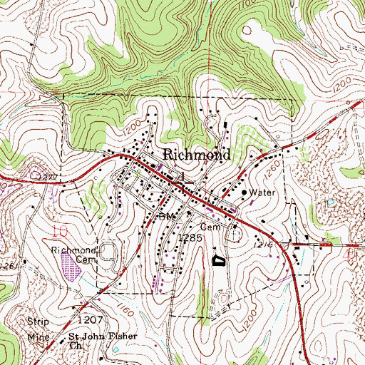 Topographic Map of Richmond Post Office, OH