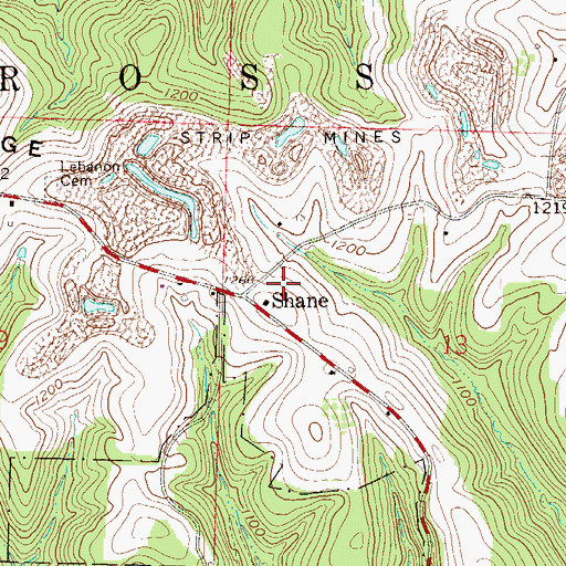 Topographic Map of Shane Post Office (historical), OH