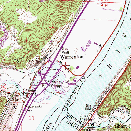 Topographic Map of Warrenton Post Office (historical), OH