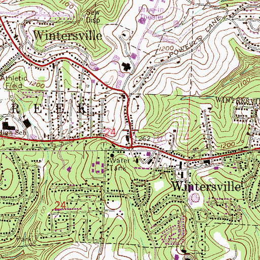 Topographic Map of Wiintersville Post Office (historical), OH