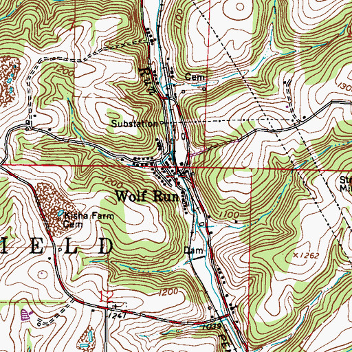 Topographic Map of Wolf Run Post Office, OH