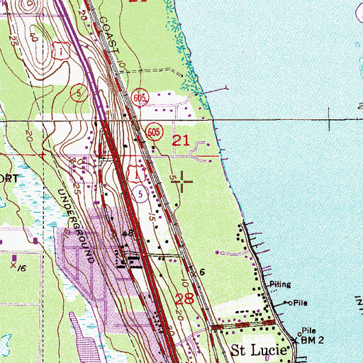 Topographic Map of Town of Saint Lucie Village, FL
