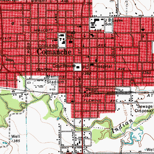 Topographic Map of Comanche Community Hospital, TX