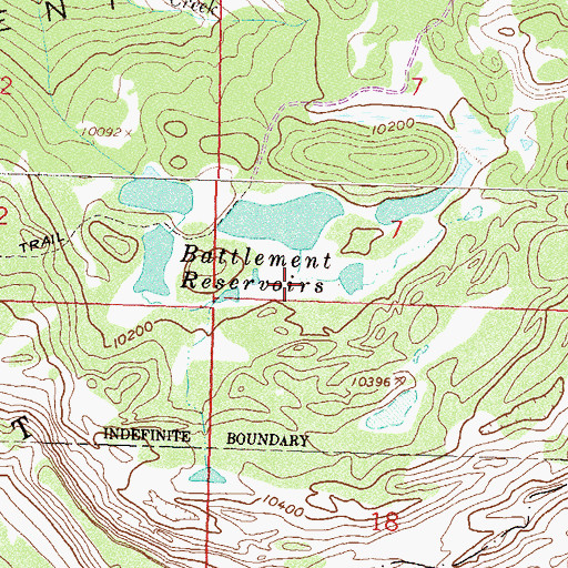 Topographic Map of Battlement Number 5 Reservoir, CO