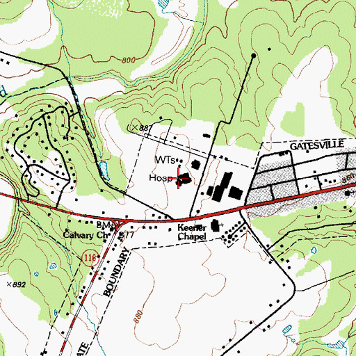 Topographic Map of Coryell Memorial Hospital, TX