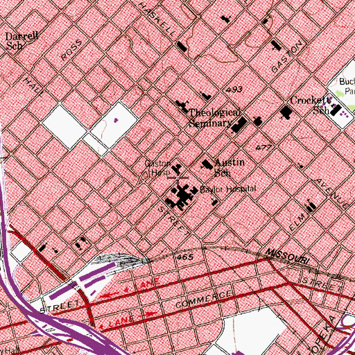 Topographic Map of Baylor Center for Restorative Care, TX