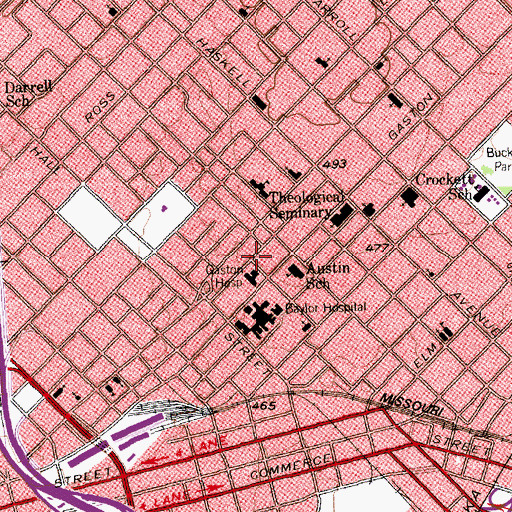 Topographic Map of Baylor Institute for Rehabilitation, TX
