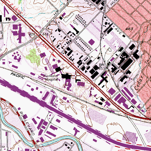 Topographic Map of Zale Lipshy University Hospital, TX
