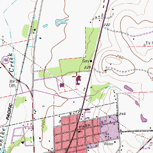 Topographic Map of Cuero Community Hospital, TX