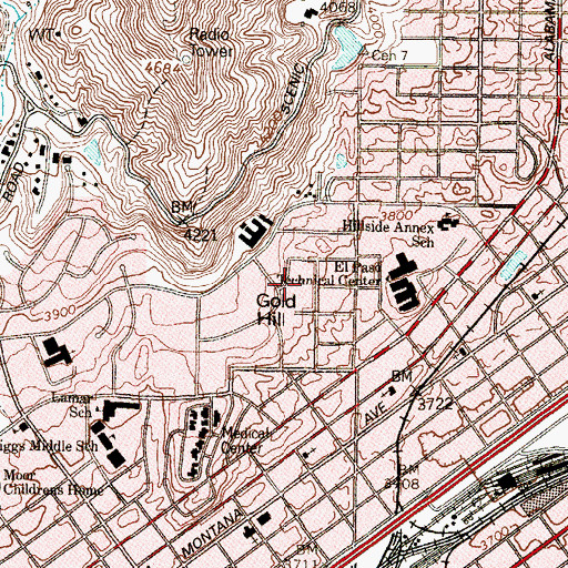 Topographic Map of University Behavioral Health of El Paso, TX