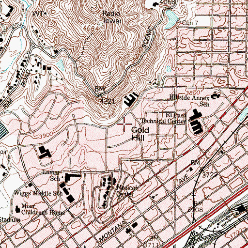 Topographic Map of El Paso Specialty Hospital, TX
