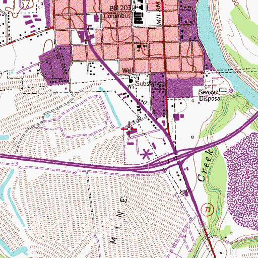 Topographic Map of Columbus Community Hospital, TX
