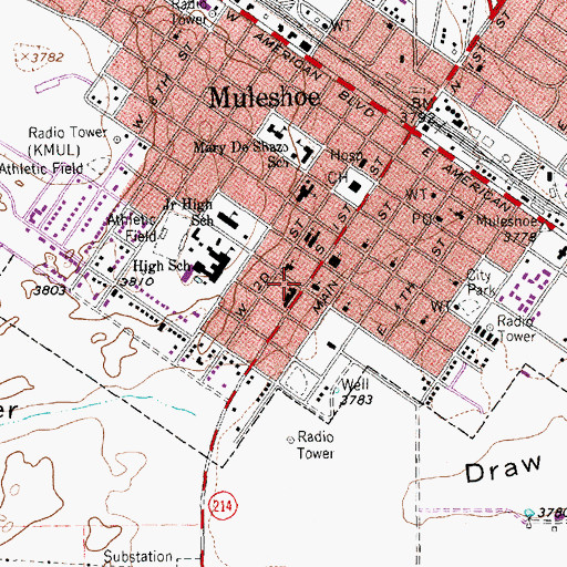 Topographic Map of Muleshoe Area Medical Center, TX