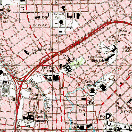 Topographic Map of Baptist Medical Center, TX