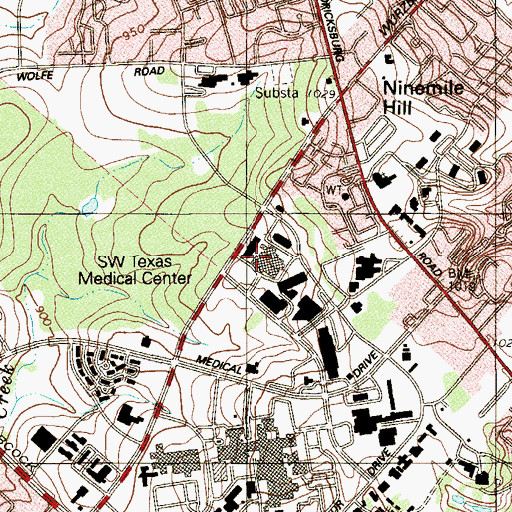 Topographic Map of Methodist Specialty and Transplant Hospital, TX
