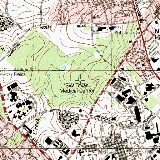 Topographic Map of Nextcare Hospital of San Antonio, TX