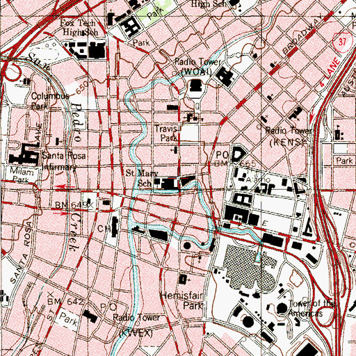 Topographic Map of Nix Medical Center, TX