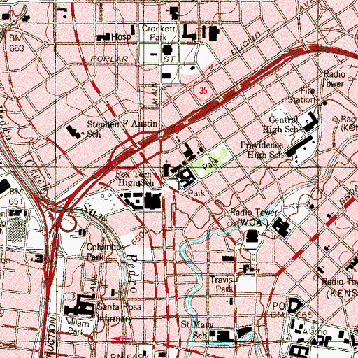 Topographic Map of Select Specialty Hospital - San Antonio, TX