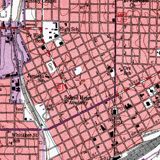 Topographic Map of Wadley Regional Medical Center, TX