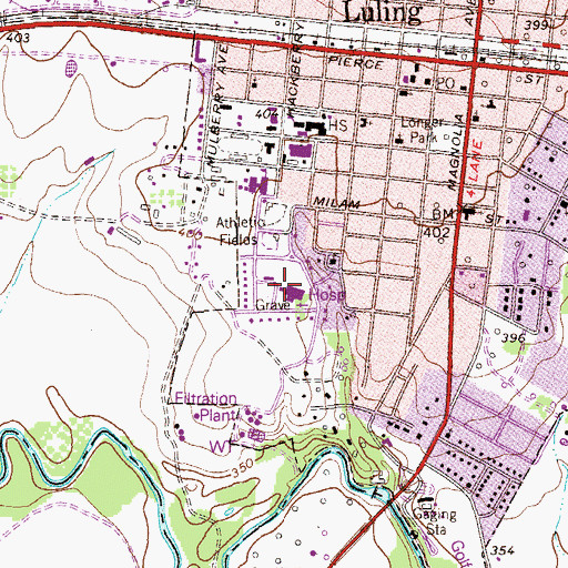 Topographic Map of Seton Edgar B Davis Hospital, TX