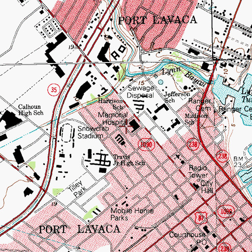 Topographic Map of Memorial Medical Center, TX