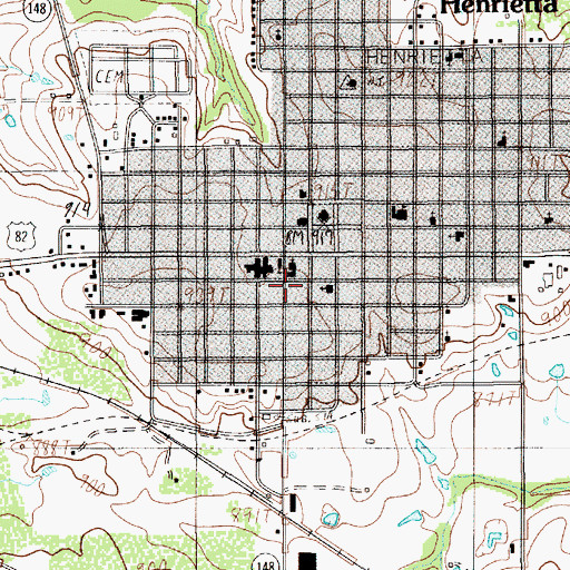 Topographic Map of Clay County Memorial Hospital, TX