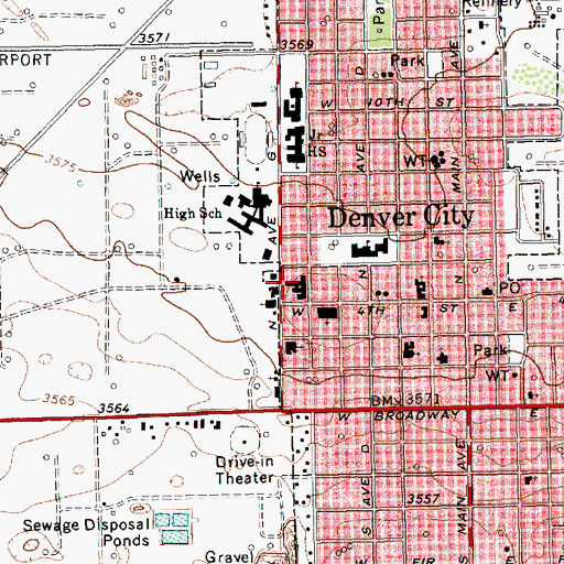 Topographic Map of Yoakum County Hospital, TX