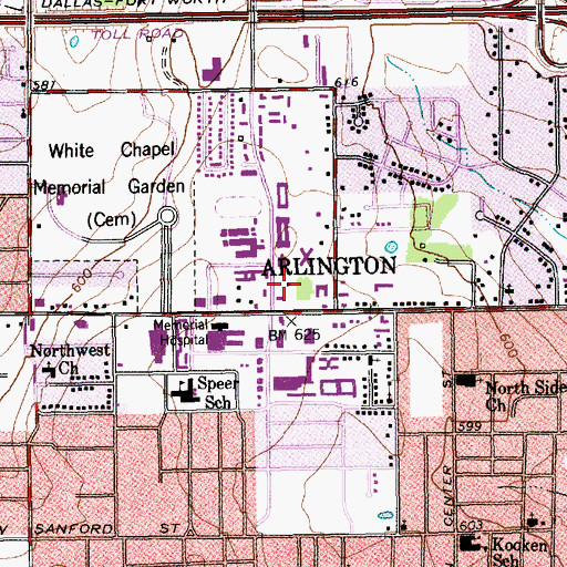 Topographic Map of Millwood Hospital, TX