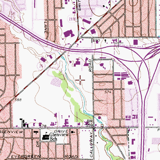Topographic Map of North Hills Hospital, TX