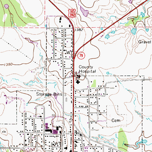 Topographic Map of Throckmorton County Memorial Hospital, TX