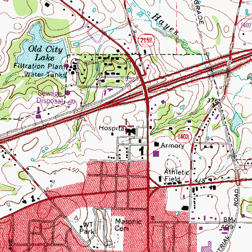 Topographic Map of Titus Regional Medical Center, TX