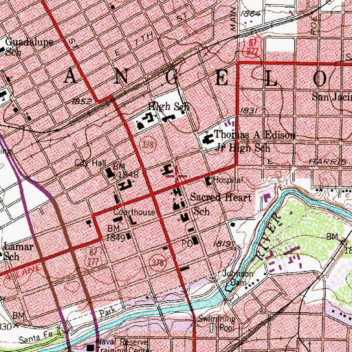 Topographic Map of Shannon West Texas Memorial Hospital, TX