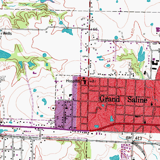 Topographic Map of Cozby Germany Hospital, TX