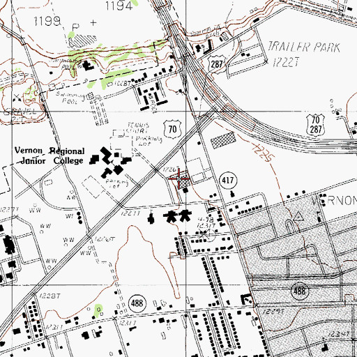 Topographic Map of Wilbarger General Hospital, TX